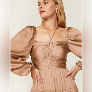 MINKPINK  rose gold silky mini dress size Large